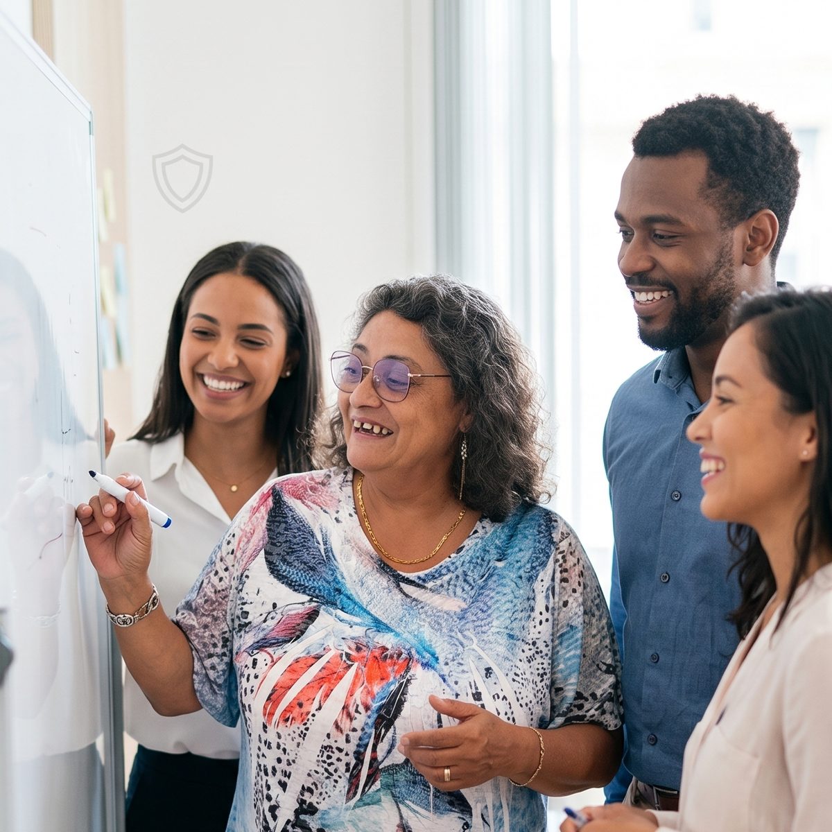 Patricia Bonnet anime un atelier au tableau blanc avec un groupe de professionnels
